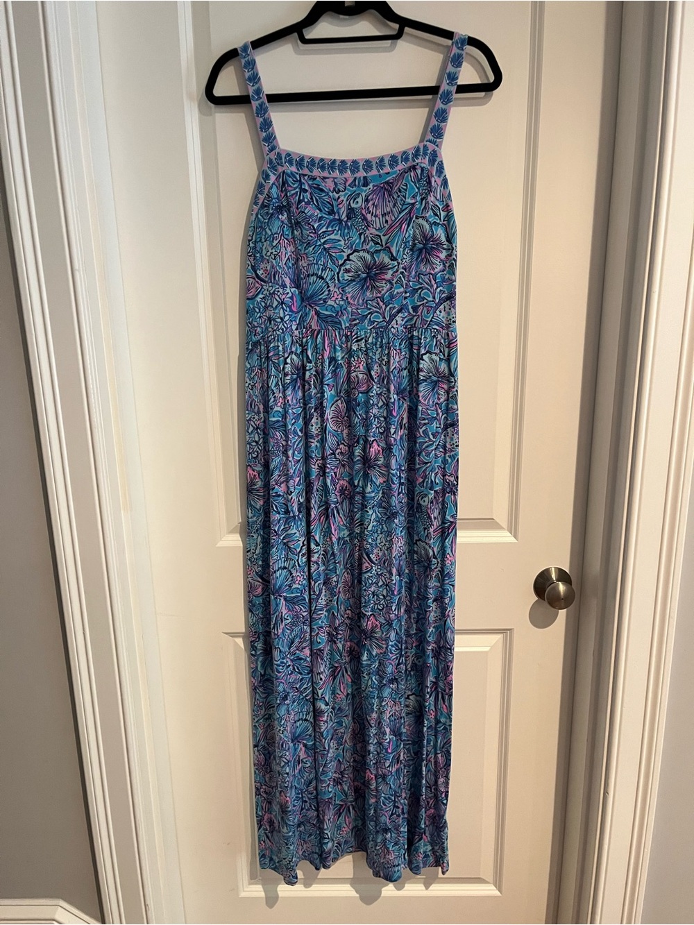 Lilly Pulitzer Blue and Pink Floral Maxi Dress